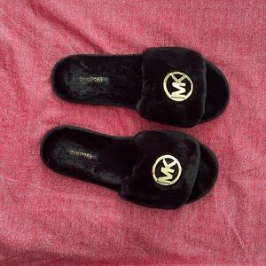 Michael Kors black fluffy sandals